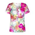thumbnail image 4 of Blusa estampada de verano para mujer, camisetas casuales de manga corta con cuello en V, camisetas Pompotops  hkajfhjk472750, 4 of 5