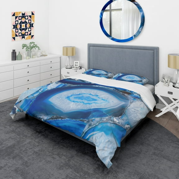 Designart 'Blue Agate Geode' Mid-Century Modern Duvet Cover Set