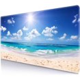 thumbnail image 1 of Sun Beach Mouse Pad, Blue Glitter Large Mouse Pads, Anti-Slip Rubber Base XXL Mouse Pad for Full Desk, 1 of 5