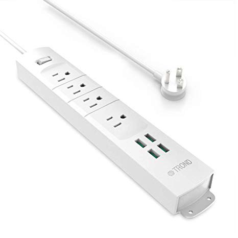 Trond Prime Ii 4 Outlet Mountable Surge Protector Power Strip With Usb Charger 4a 20w White Right Angle Flat Plug 6 6 Feet Long Cord For Workbench Nightstand Dresser Home Office Hotel Walmart Com