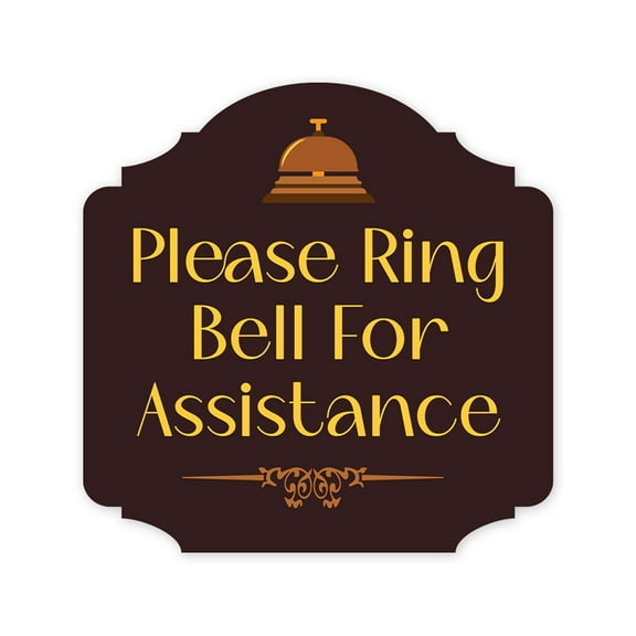Heritage Plus Please Ring Bell For Assistance Wall or Door Sign | Home & Office Decor - Large