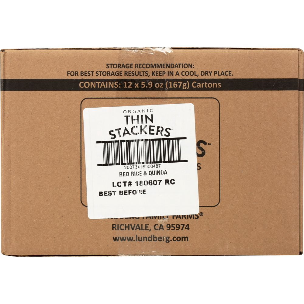 Lundberg Family Farms Organic Thin Stackers Red Rice and Quinoa Rice Cake, 6 Ounce -- 6 per Case.