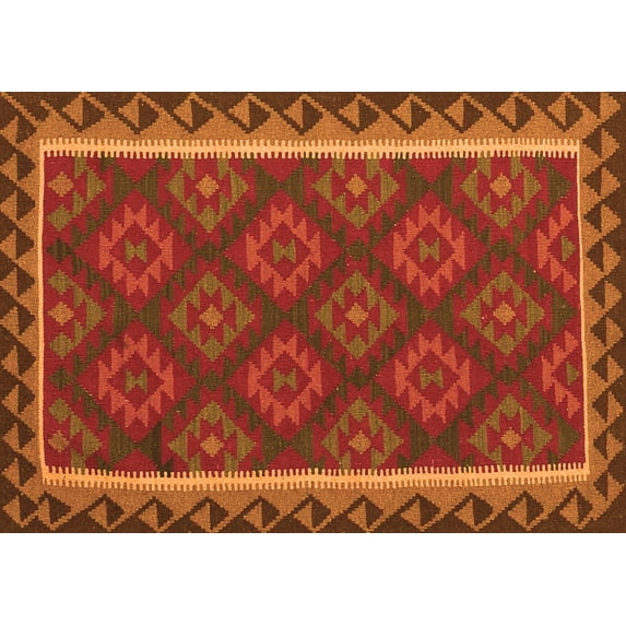 Ahgly Company Indoor Rectangle Oriental Orange Traditional Area Rugs, 5' x 7'