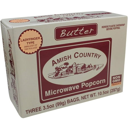 Amish Country Popcorn - Ladyfinger Butter Microwave Popcorn (3 (Best Light Microwave Popcorn)