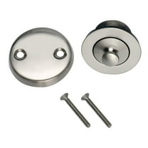 Design House Lift and Turn Bath Drain Plug Kit with 2-Hole Overflow Faceplate, Satin Nickel