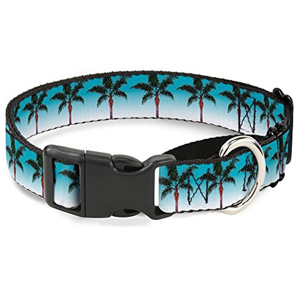 buckle-down martingale dog collar - palm trees rings greens blacks - 1" wide - fits 15-26" neck size - large