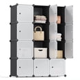thumbnail image 1 of SONGMICS ULPC34HV1 - Juego de 12 Cubos de plástico, estantes de Almacenamiento para clóset, clóset de plástico, estantería Modular, estantería con Puertas para recámara, Sala de Estar, Blanco y Negro, 1 of 5