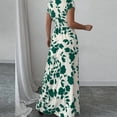 thumbnail image 5 of MORTTIC Women's Floral Print V-Neck Maxi Dress with Elastic Waist Bohemian Summer Casual Long Dress Green，L, 5 of 6