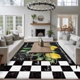 thumbnail image 4 of Hello Summer Lemons Washable Living Room Rugs 5'x7', Farmhouses Fruits Black White Checkered Low Pile Throw Large Area Rugs Non-Slip Sturdy Edge Binding Carpet for Dining Room Bedside Kitchen, 4 of 9