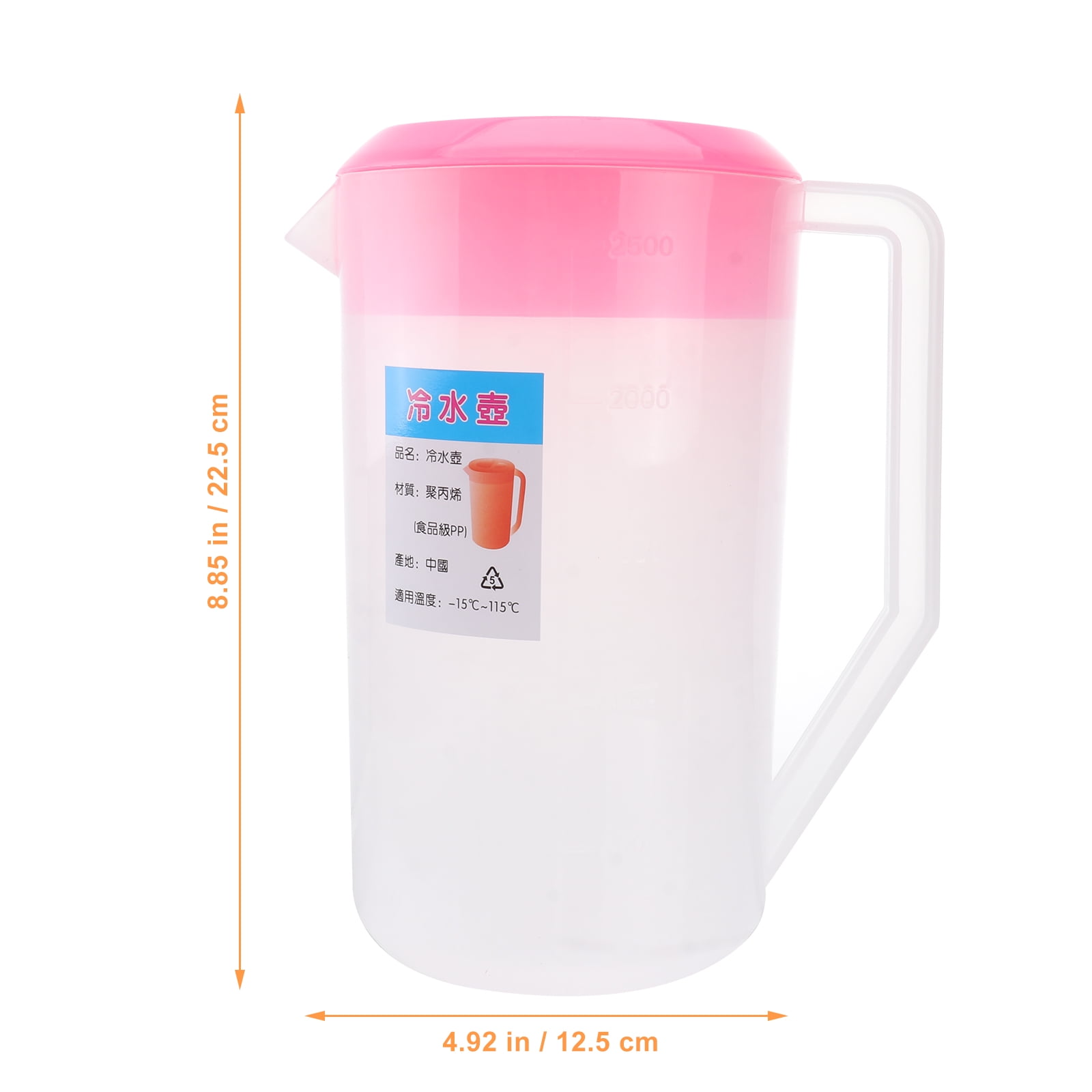 2500ML  Large Capacity Pitcher Jug Plastic Water Juice Tea Cold Drinks with Lids 