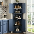 thumbnail image 2 of Vabches Farmhouse 64.8" Tall Corner Cabinet with 4 Doors and 5 Storage Shelves, Corner Storage Cabinet for Kitchen, Living Room, 2 of 10