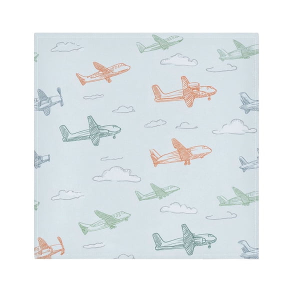 1 Pack 20'' x20" Satin Table Napkins Dinner Napkins for wedding Party Decoration events Pastel Doodle Airplanes