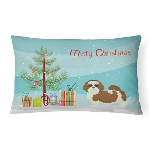 Shih Tzu Christmas Tree Canvas Fabric Decorative Pillow