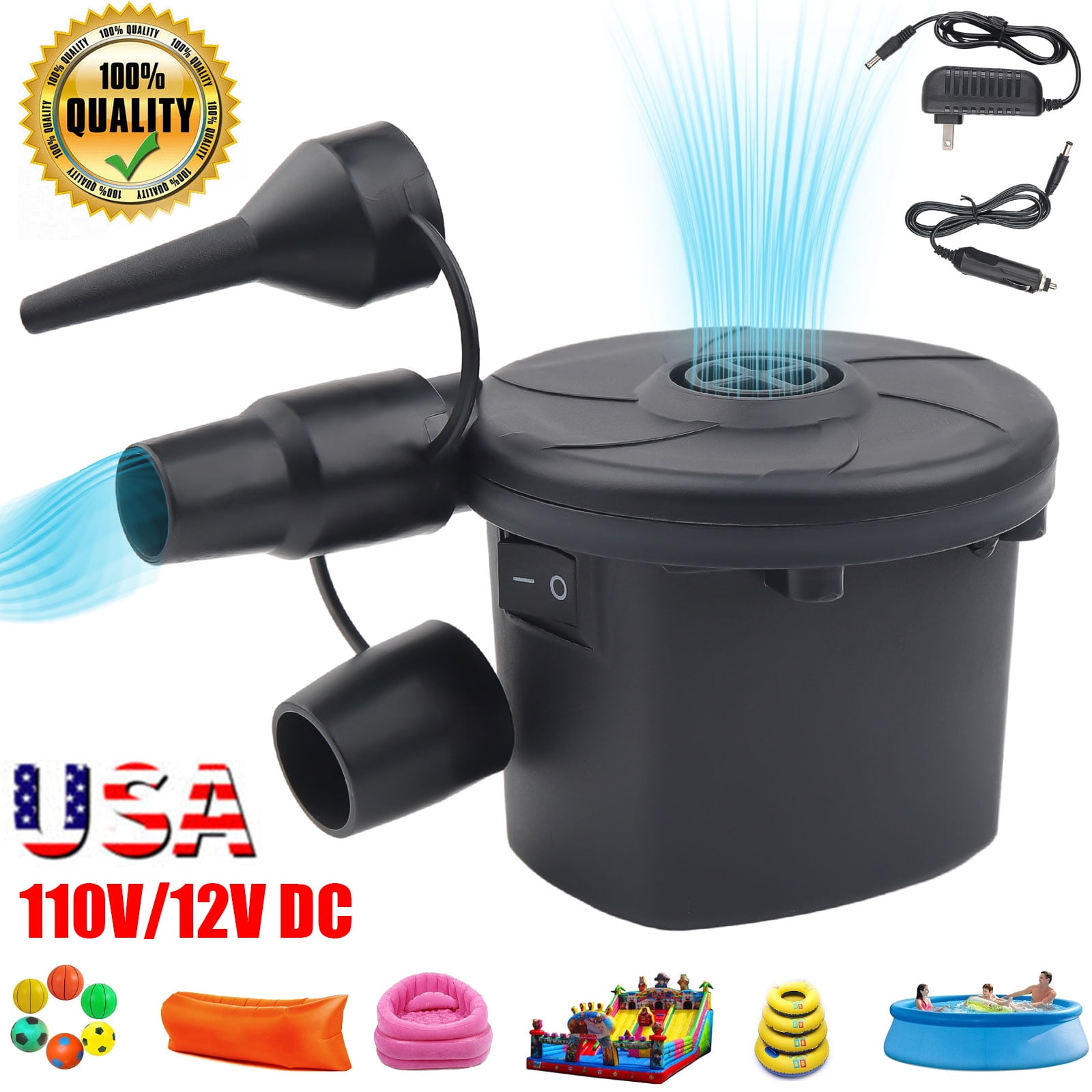 Airkoul Household Electric Air Pump Pump Inflator Deflator Cushions,Black