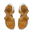 thumbnail image 2 of Nrmvnmi Women's Sandals Comfortable Dressy Summer Bohemian Shoes Open Toe Flat Bottomed Round Toe Solid Color Outside Buckle Beach Roman Sandals Yellow Mothers Day Gifts, 2 of 5