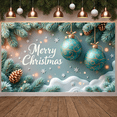 thumbnail image 5 of Turquoise Ornament Christmas Banner Gold Pattern Xmas Display Snowflake Design Pine Branch Holiday Backdrop for Christmas Party Family Reunion Home Decoration, 5 of 9
