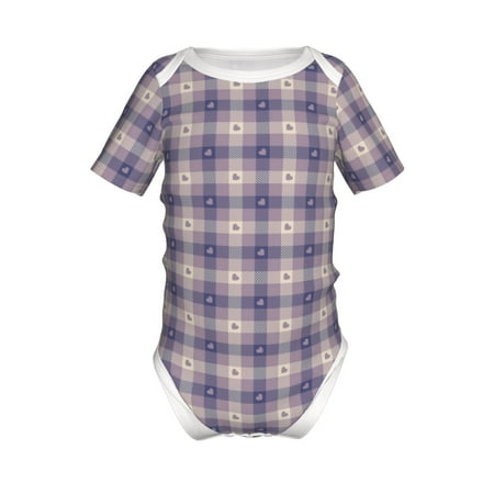 

Junzan Heart Check Plaid Print Short-Sleeve Baby Climbing Clothes Bodysuits for Infant One-Piece for Baby Boys & Girls Baby Clothes Baby Romper with Snap Closure-3 Months