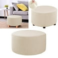 thumbnail image 2 of Small Round Ottoman Slipcover Footstool Footrest Cover Removable Living Room - Beige, 48-55cm, 2 of 7