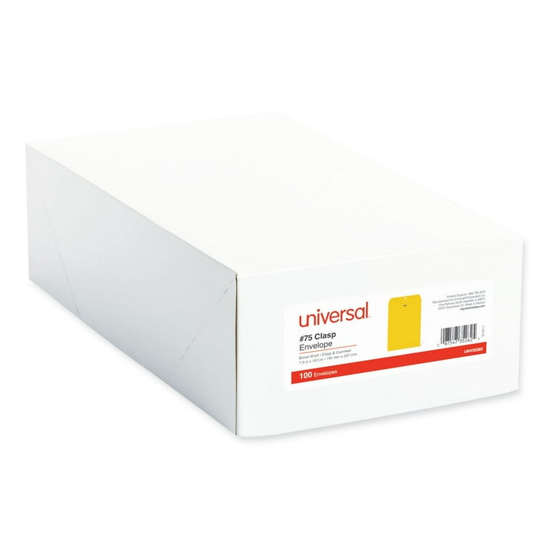 Kraft Clasp Envelope, #75, Square Flap, Clasp/Gummed Closure, 7.5 x 10.5, Brown Kraft, 100/Box Kraft Clasp Envelope, #75, Square Flap, Clasp/Gummed Closure, 7.5 x 10.5, Brown Kraft, 100/Box