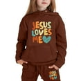 thumbnail image 4 of Teen Hoodies Set Jesus Loves You Hooded Sweatshirts Comfy Letter Print Long Sleeves Loose Pullover 2 Piece Kids Outfits Winter Sweatshirts for Teenagers 6-7 Years, 4 of 6