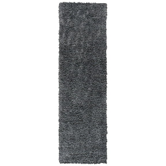 SAFAVIEH August Sophia Solid Shag Runner Rug, Charcoal, 2' x 7'