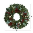 thumbnail image 3 of Nearly Natural Brand 24" Eucalyptus and Pine Artificial Wreath with Berries and Pine Cones, 3 of 3
