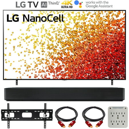 LG 50NANO75UPA 50 Inch HDR 4K UHD Smart NanoCell LED TV (2021) Bundle with LG SK1 2.0-Channel Compact Sound Bar, 37-70 inch TV Wall Mount Bracket Bundle and 6-Outlet Surge Adapter
