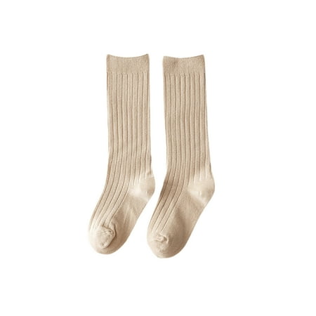 

Biekopu Toddlers Baby Knee High Socks Infant Solid Color Knit Rib Uniform Tube Stockings for Newborn Girls Boys