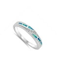 thumbnail image 4 of CHOOSE YOUR COLOR Blue Simulated Opal Dainty Delicate Setting Sparkle Sterling Silver Ring White CZ Female Size 6, 4 of 4