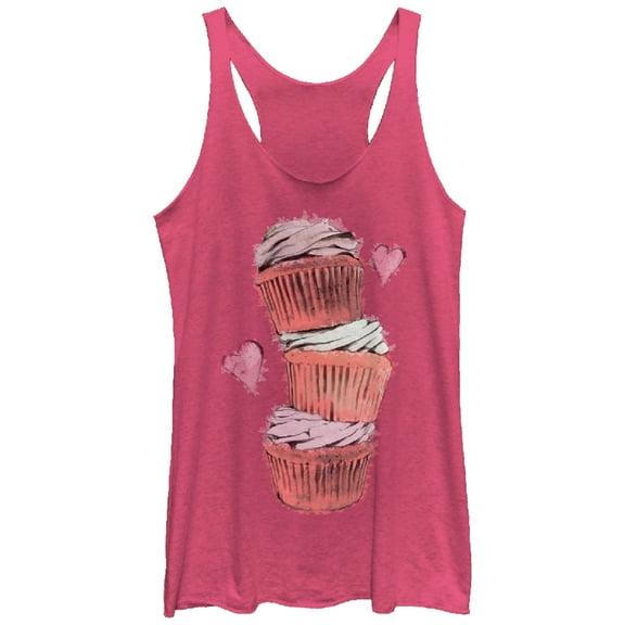 Women's Lost Gods Cupcake Tower  Racerback Tank Top Pink Heather Small