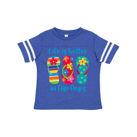 

Inktastic Life Is Better Flip Flops Gift Toddler Toddler Girl T-Shirt