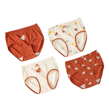 NIEWTR Toddler Training Underwear Girls Cotton Underwear Kids Cool Breathable Comfort Panty Triangle Toddler Undies Trunks 4PCS for 1-9 years