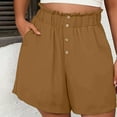 thumbnail image 2 of LOVZFMLL Women's Shorts for Casual Loose Fit Summer Beach Shorts Wide Leg Elastic Waist with Pockets 2025 Trendy Clothes Khaki L, 2 of 9
