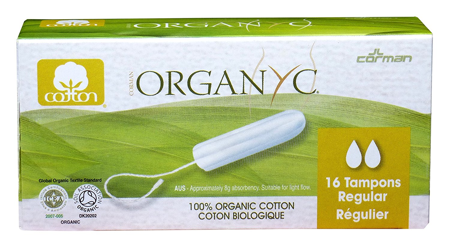 100 Organic Cotton Tampon without applicator for Sensitive Skin