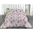 thumbnail image 2 of Ambesonne Floral Quilted Bedspread Set 3 Pcs, Pastel Soft Flowers Motif, Queen, Pale Rose Purple Blush, 2 of 4