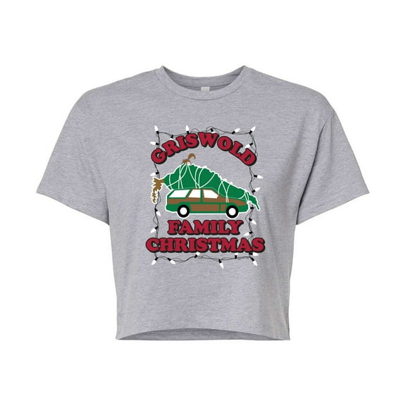 National Lampoon's Christmas Vacation - Griswold Family Holiday Lights - Juniors Cropped Cotton Blend T-Shirt