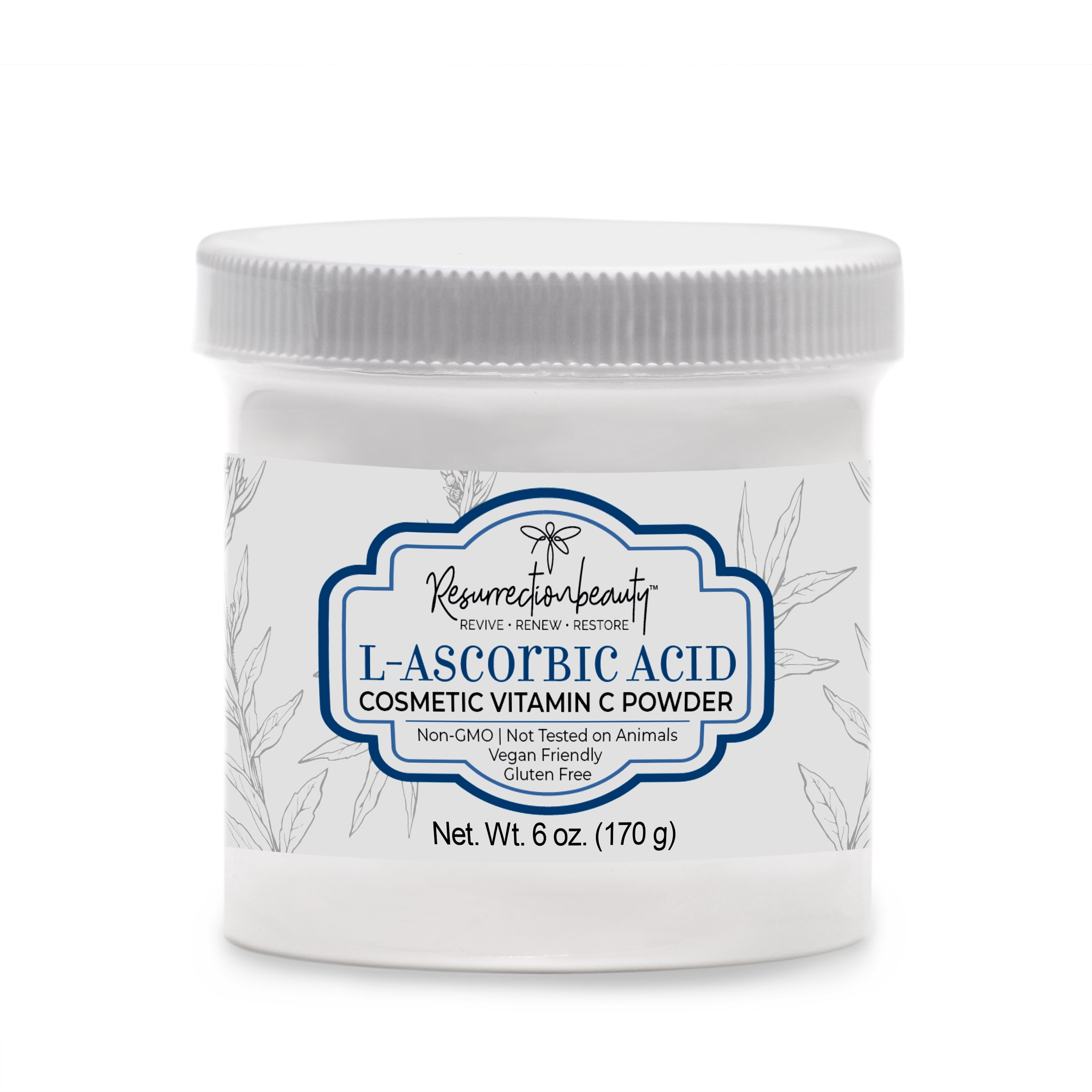 L-Ascorbic Acid Powder (Vitamin C), 6 oz. Jar. For Use in Serums and Cosmetic Formulations