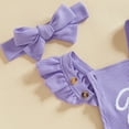 thumbnail image 6 of Coerni My First Easter Baby Girl Outfit New Born Romper Set Ruffle Rabbit Ears Bubble Jumpsuit Bunny Tail Clothes with Bow Headband, 6 of 7