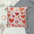 thumbnail image 2 of Shangniulu Valentines Day Pillow Covers Watercolor Pink Hearts Valentines Day Throw Pillows Anniversary Wedding Cushion Case Valentines Day Decorations for Sofa Couch, 2 of 5