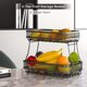 thumbnail image 4 of Bandeja de almacenamiento Cesta de almacenamiento de frutas de 2 niveles Organizador de encimera de cocina con tazón de malla de alambre de acero al carbono audaz para pan Cesta de frutas vegetales Ce, 4 of 8