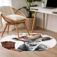 thumbnail image 4 of Western Cow Round Area Rug 3.3Ft Washable Circle Rugs for Dining Room Table, Grey Checkered Farmhouse Art Non-Slip Carpet Floor Mats Indoor Outdoor Carpet Runner Aesthetic Home Decor, 4 of 8