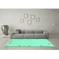 thumbnail image 3 of Ahgly Company Machine Washable Indoor Rectangle Solid Turquoise Blue Modern Area Rugs, 2' x 5', 3 of 4