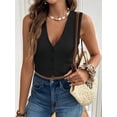 thumbnail image 5 of Women'S Sleeveless Knit Sweater Vest Top Dressy Trendy Business Casual Button Up Work Blazer Vests Waistcoat Black S, 5 of 9