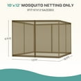 thumbnail image 5 of Aoodor Universal 10 x 12 ft. Gazebo Replacement Mosquito Netting Screen 4-Panel Sidewalls with Double Zipper for Patio Backyard Deck and Lawns (Only Netting), 5 of 9