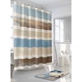 thumbnail image 3 of Abstract Gradient Stripe Shower Curtain, Brown Blue Watercolor Waterproof Shower Curtain Set with 12 Hooks Lightweight Washable Fabric Shower Curtains for Bathroom 72x72 Inches, 3 of 6