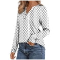 thumbnail image 6 of Besolor Women's Long Sleeve Shirts Trendy Polka Dots V Neck Button Tunic Tops Going out Dressy Blouses, 6 of 8