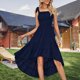 thumbnail image 5 of Robe À Enfiler Vestido de mujer A-Line Vestido sin mangas con cuello cuadrado Maxi para cóctel (Azul marino S) Cgtredaw Para estrenar, 5 of 6