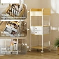 thumbnail image 4 of Makeup Organizer Cart with 2 Drawers, Rolling Bathroom Organizers and Storage- Versatile Skincare Perfume Storage Vanity Organizer, Natural Wood and White Iron, 4 of 9
