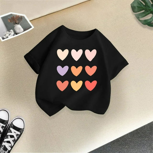Hauts et T-Shirts pour Filles, T-Shirt Graphique Mignon à Col Rond et Manches Courtes pour l'Été, Tenue Décontractée
