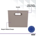 thumbnail image 5 of Superio 22L Large Taupe Ribbed Storage Bin with Lid, Plastic (2 Pack), 5 of 7